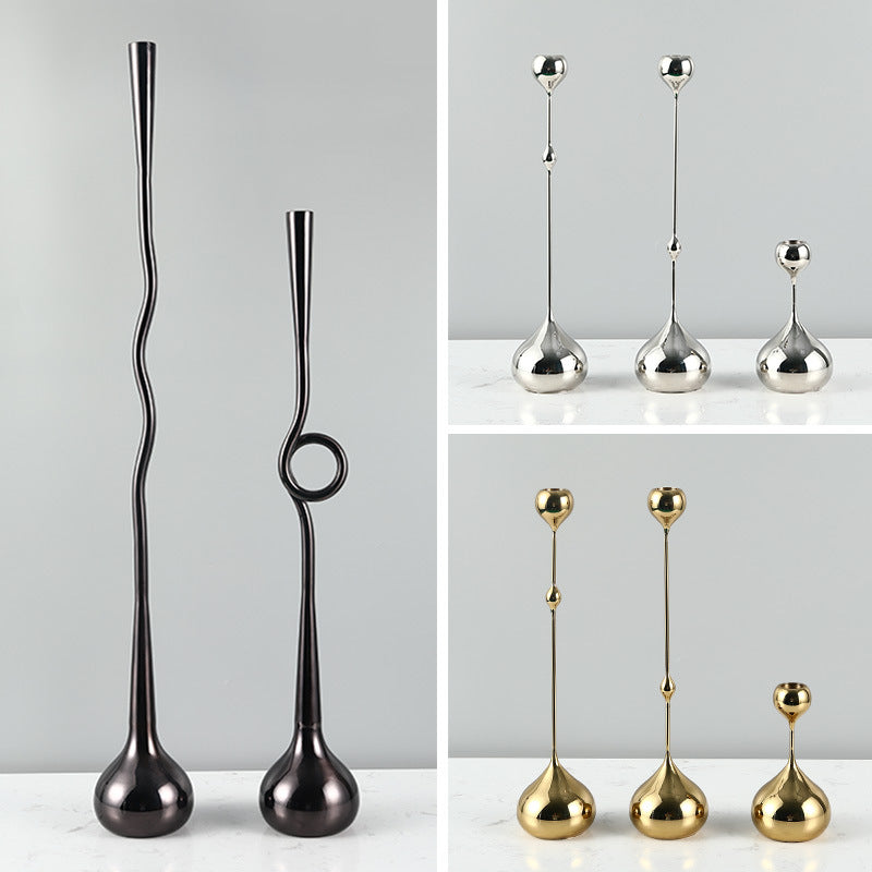 Simple Modern Metal Water Drop Candle Holder Ornament
