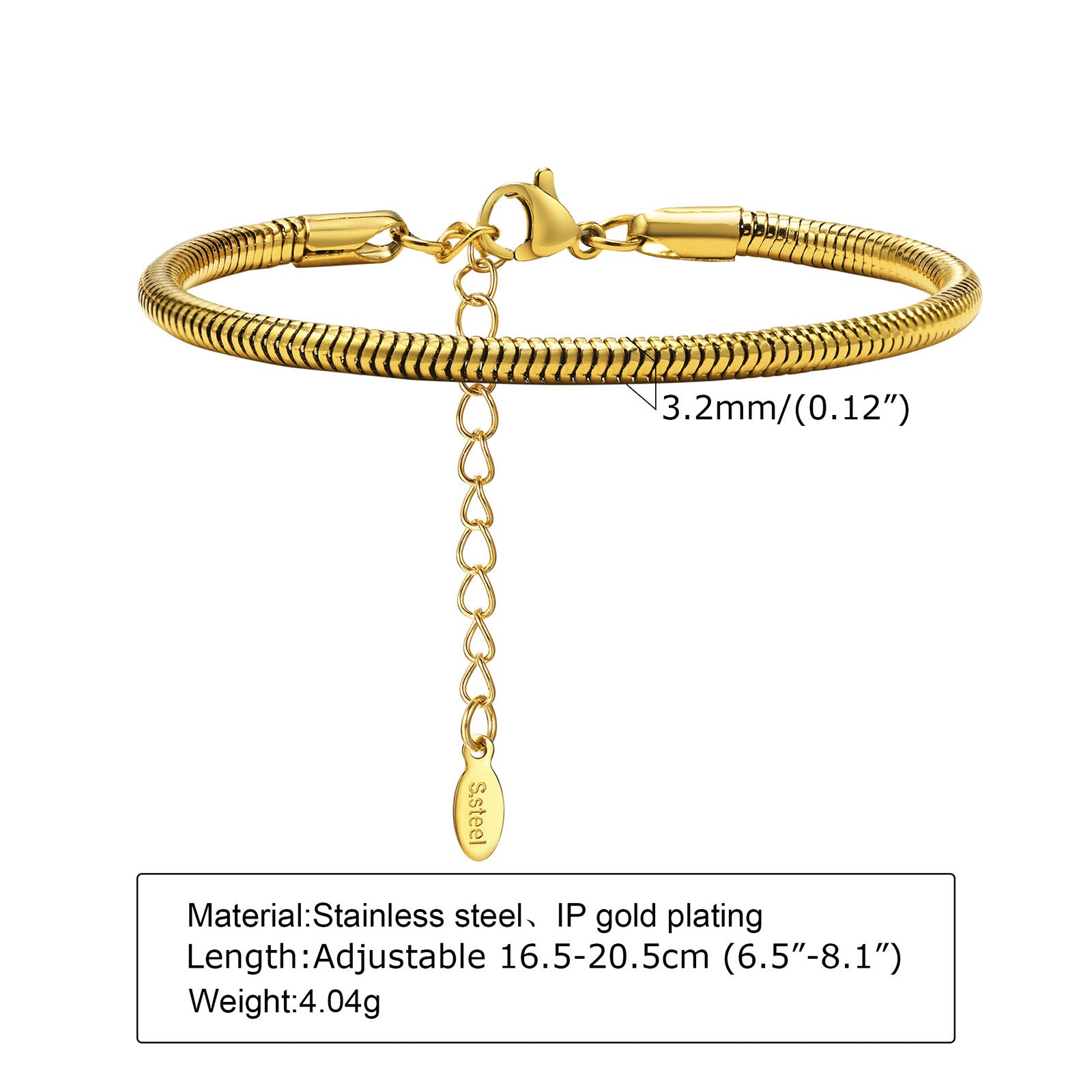 Stainless Steel Bracelet 18K Gold Women's Blade Chain