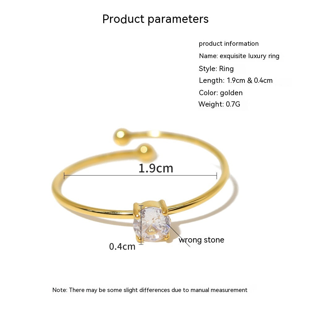 Ultra-fine Micro-inlaid Adjustable Ring Stainless Steel Plated 18K Gold