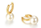 Gold pearl Hoop earring