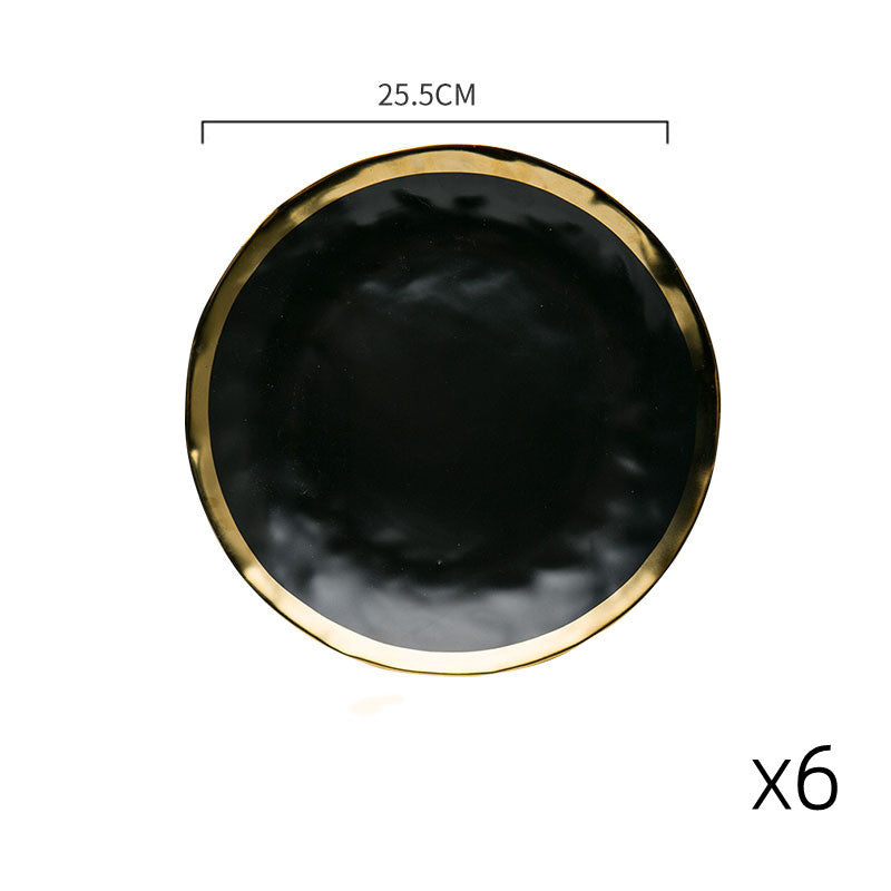 Plate Black And White Gold Ceramic Rice Noodle Bowl Small Dish