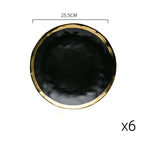 Plate Black And White Gold Ceramic Rice Noodle Bowl Small Dish