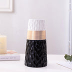 Nordic gold, white, black, pink and gray two-tone ceramic vase