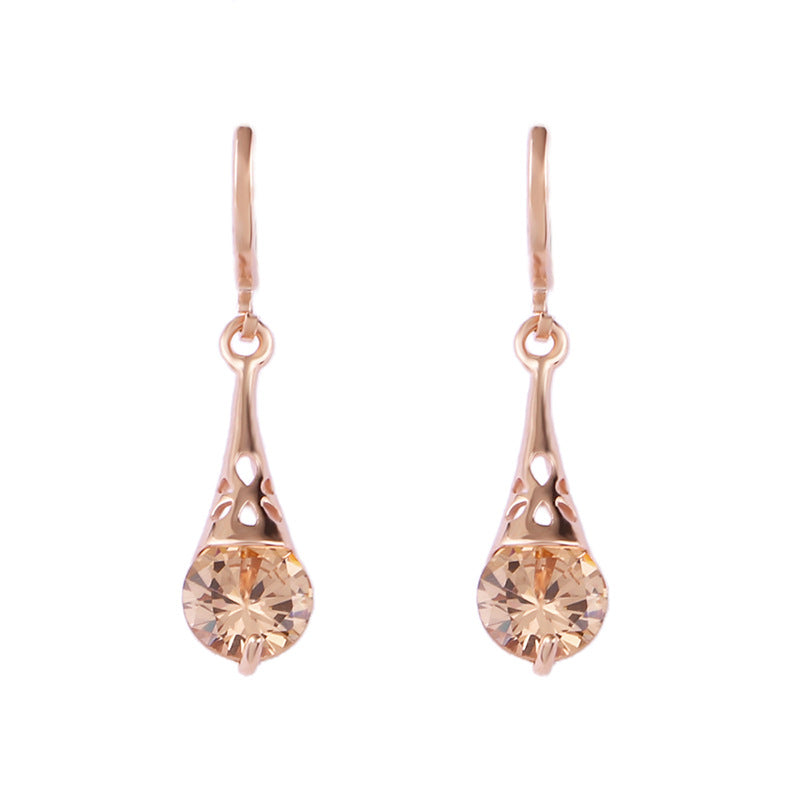 Rose Gold Drop Earrings Copper Zircon
