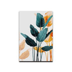 Simple Green Tropical Plant Gold Green Leaf Wall Art Oil Painting