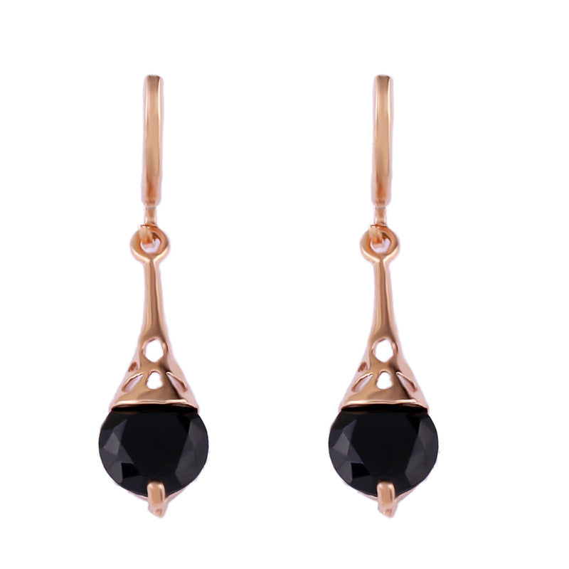 Rose Gold Drop Earrings Copper Zircon