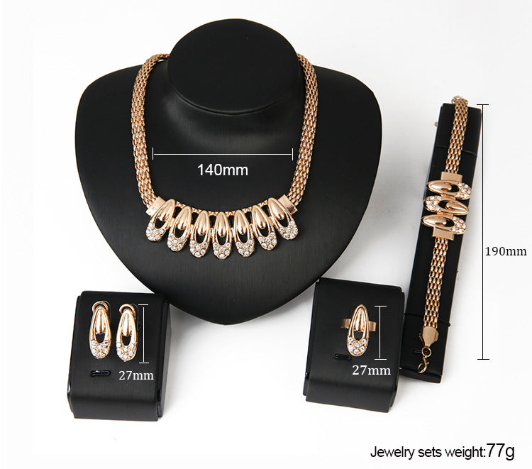 18K Gold Bridal Necklace and Earring Set