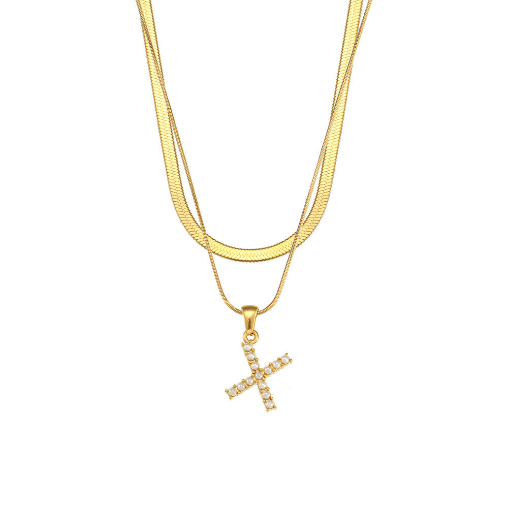 Fiona Layered Gold Initial Letter Necklace