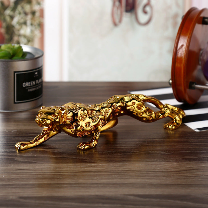 New Golden Leopard Statue, Resin Modern Sculpture Animal Home Decoration