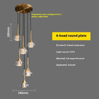 Copper Rotating Stairs Simple Modern Light Luxury Crystal Chandelier