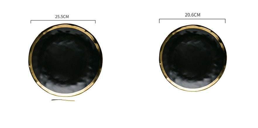 Plate Black And White Gold Ceramic Rice Noodle Bowl Small Dish