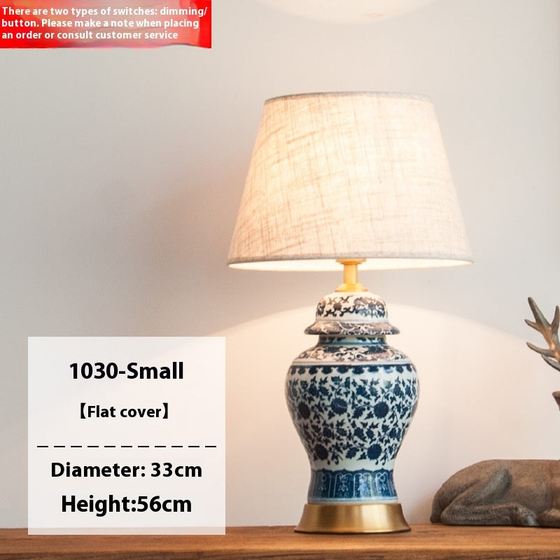 New Chinese Table Lamp Blue And White Porcelain Bedroom Bedside Lamp