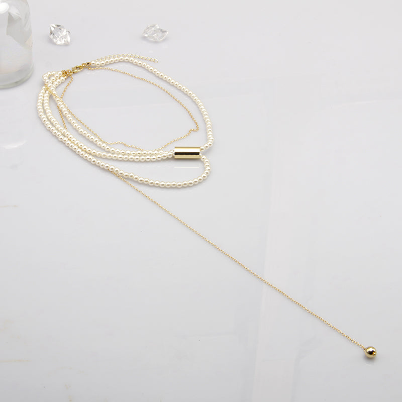 French Vintage Pearl Multi Layered Layered Necklace