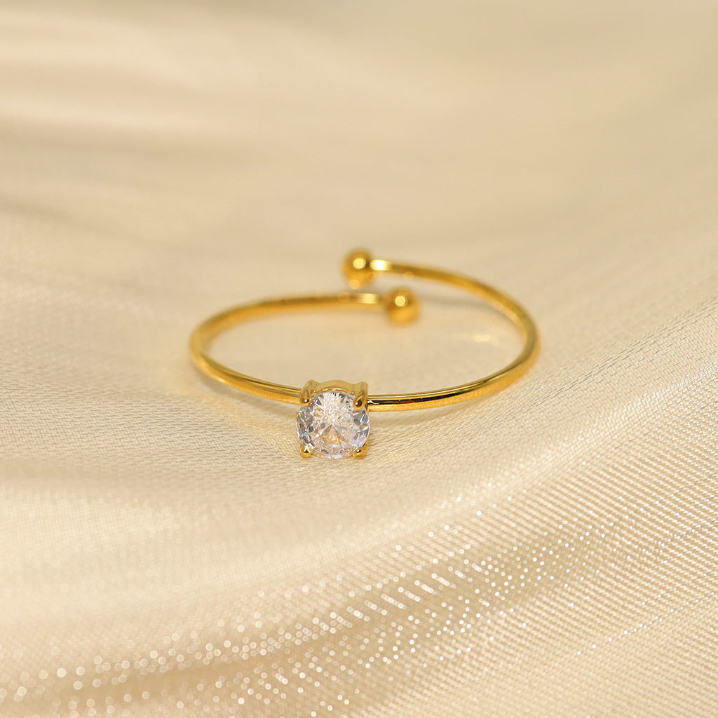 Ultra-fine Micro-inlaid Adjustable Ring Stainless Steel Plated 18K Gold