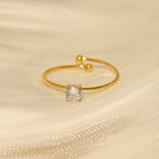 Ultra-fine Micro-inlaid Adjustable Ring Stainless Steel Plated 18K Gold