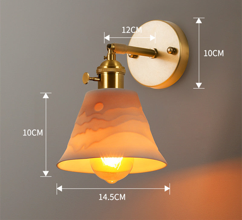 Japanese Retro Nordic Simple Bedside Brass Wall Lamp