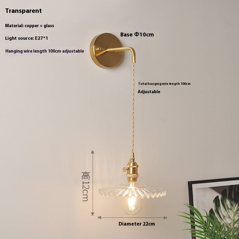 Retro Brass Bedside Lotus Wall Lamp