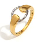 Stainless Steel 18K Gold Plating Bread Love Beating Pattern Signet Ring