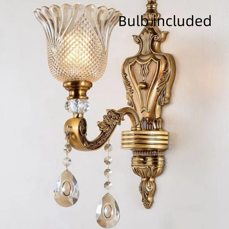 Living Room Bedroom Bedside Corridor Aisle Retro Crystal Glass Wall Lamp