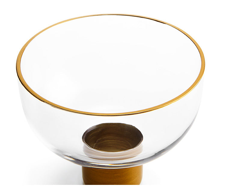 Simple High-grade Transparent Glass Candle Holder With Copper Ring