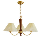 Brass Retro Japanese Bedroom Bedside Single Pleated Walnut Chandelier
