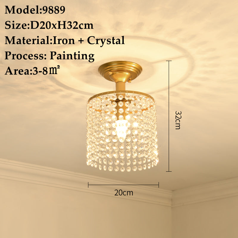 American Small Chandelier Balcony Aisle Corridor Single Head Crystal