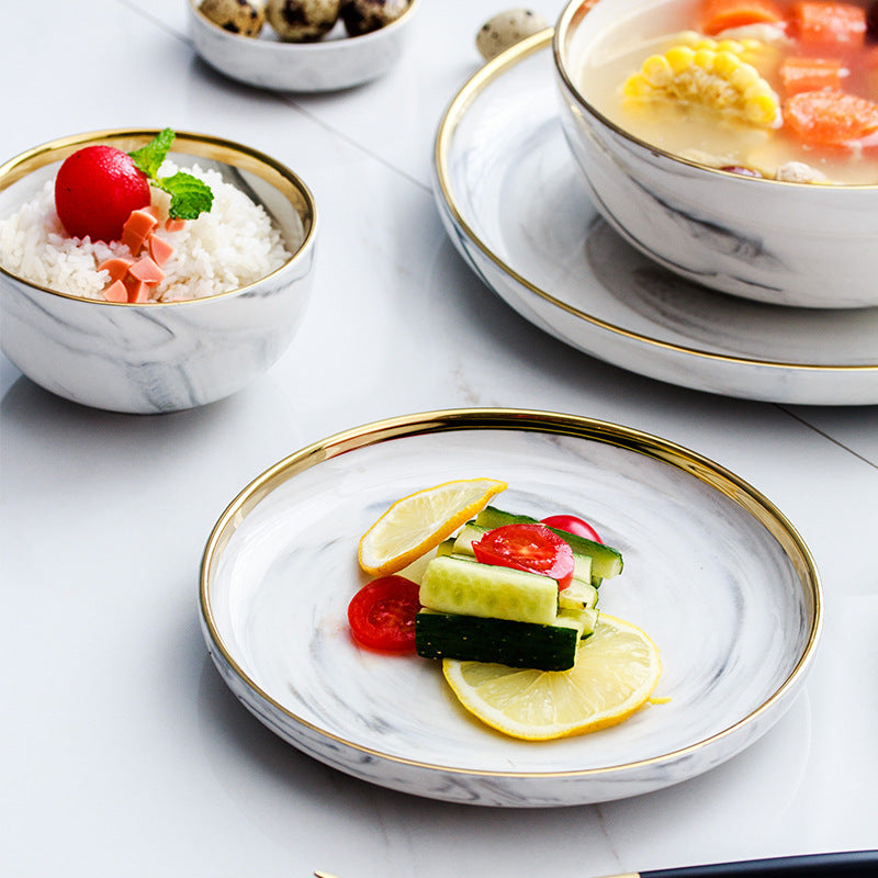 Plate Bowl Set Combination Rice Bowl Soup Bowl Simple Dish Hotel