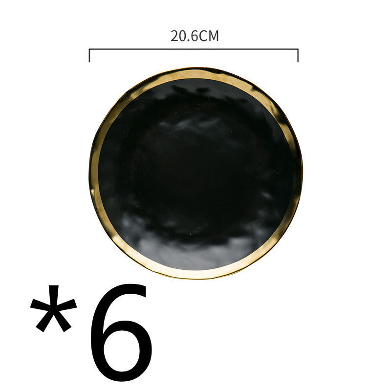 Plate Black And White Gold Ceramic Rice Noodle Bowl Small Dish