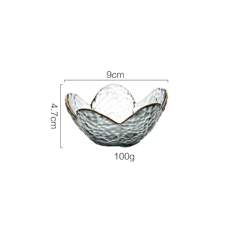 Nordic glass petal bowl with gold border