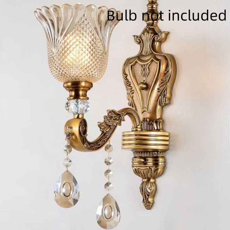 Living Room Bedroom Bedside Corridor Aisle Retro Crystal Glass Wall Lamp