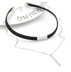 SUSENSTONE New Black Velvet  Gold Chain Choker Necklace
