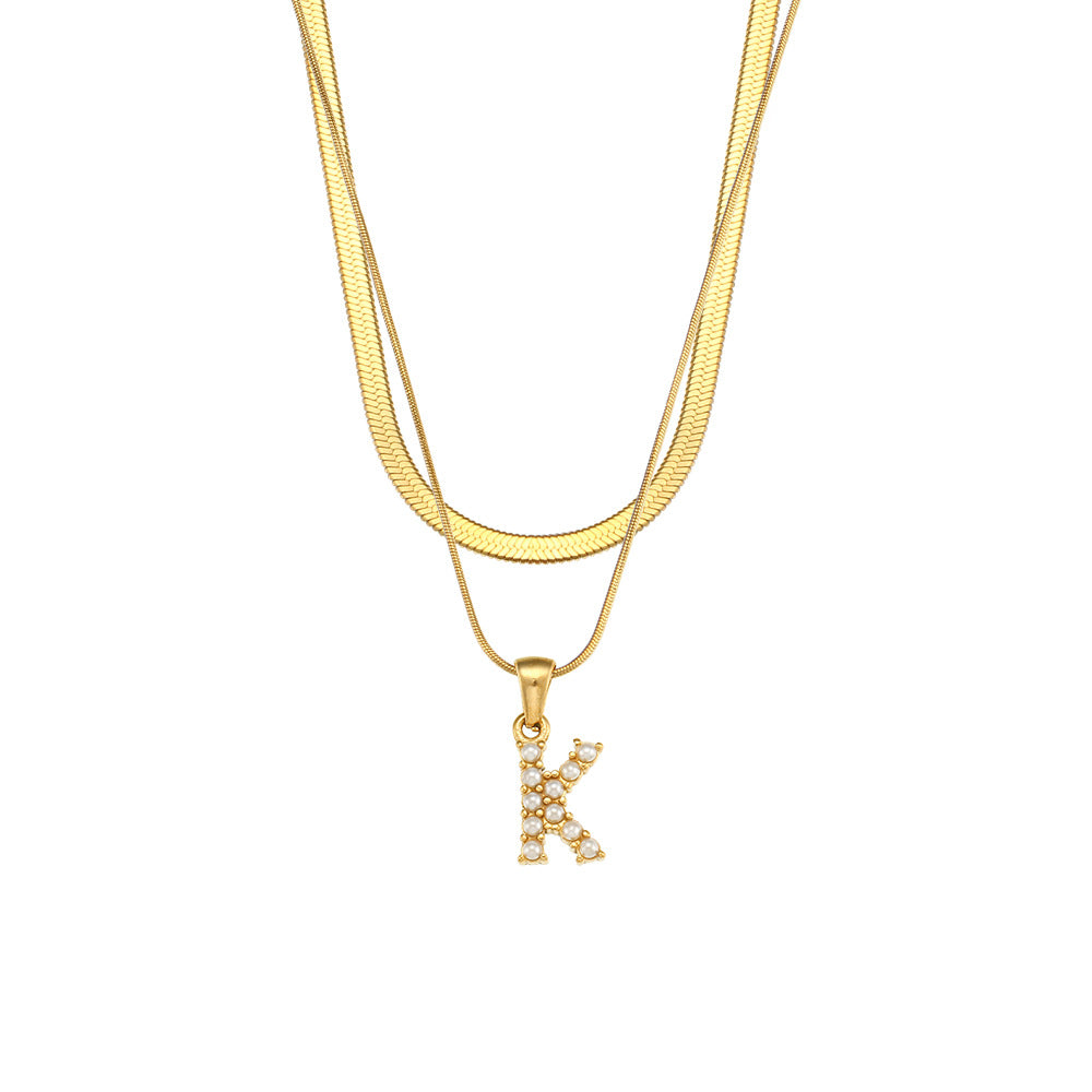 Fiona Layered Gold Initial Letter Necklace