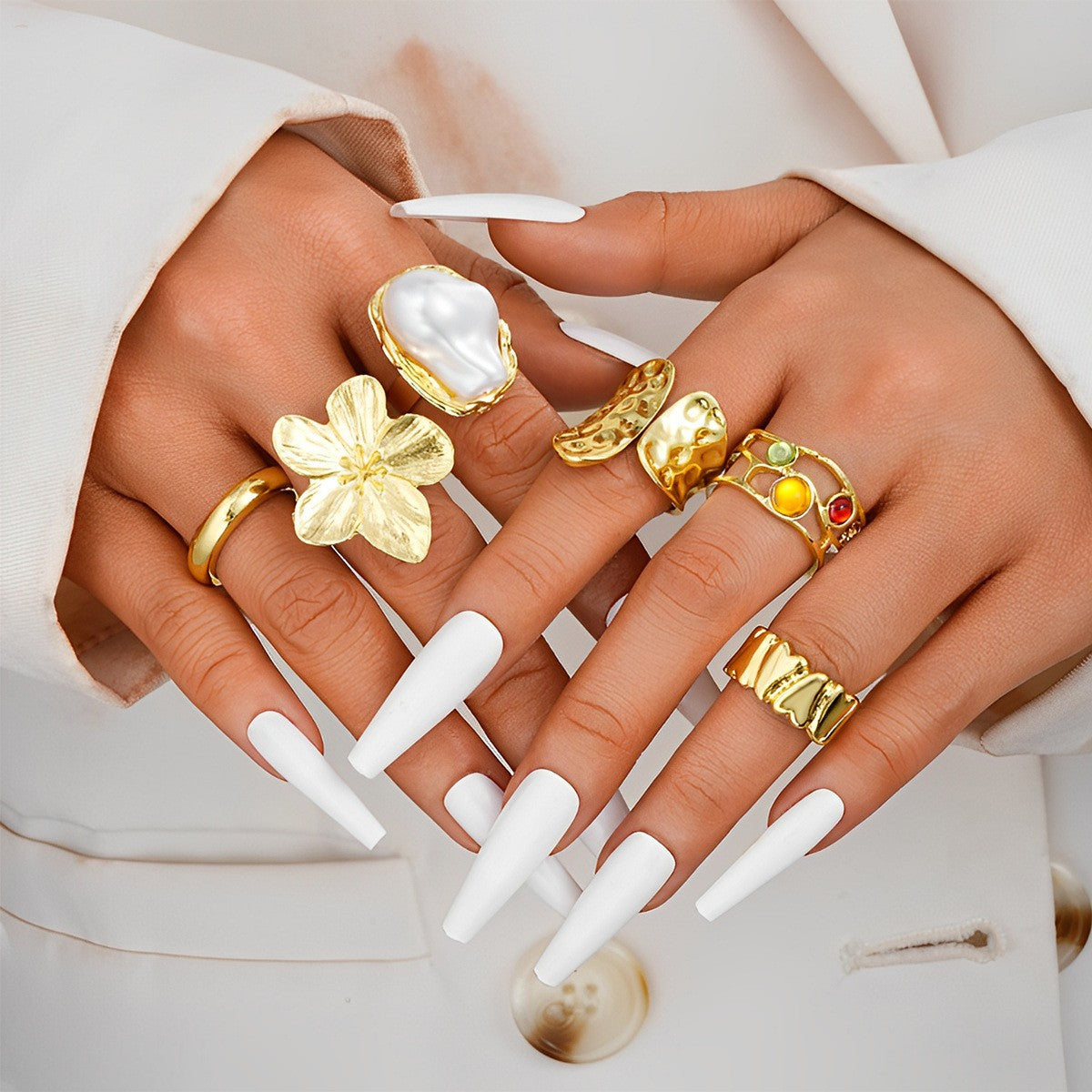 Tapping Pattern Opening Wide Ring Suit