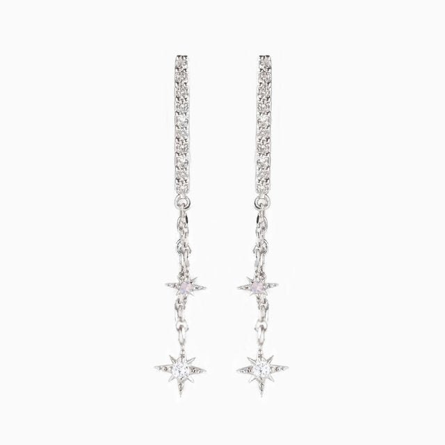 New Design Stainless Steel Cubic Zirconia Chain Hoop Earring