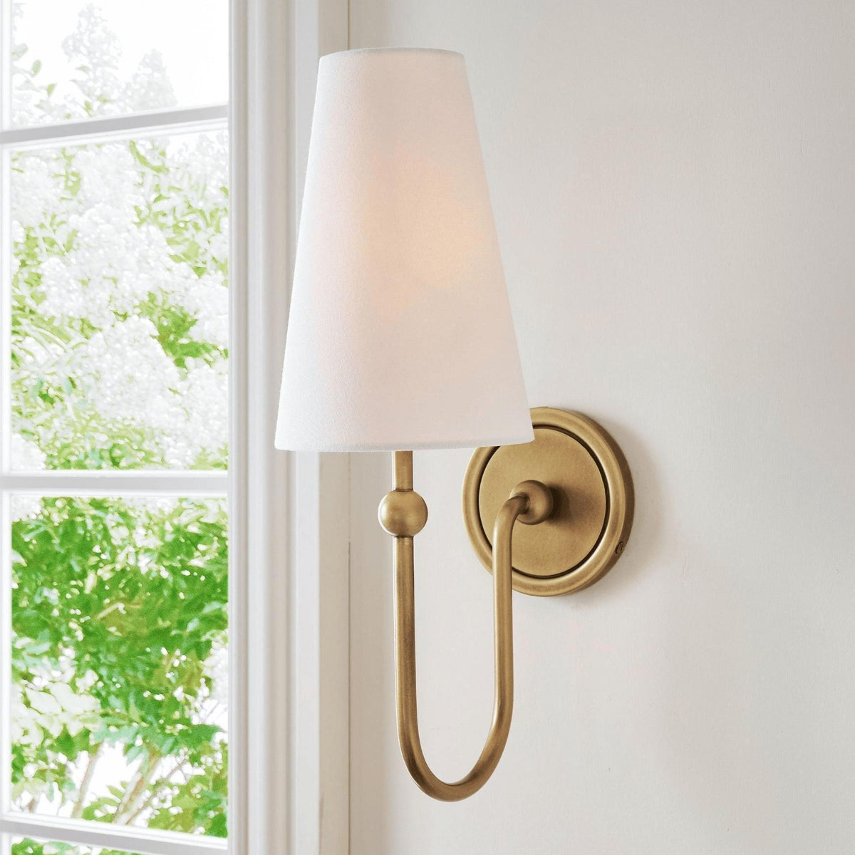 French Style Bedroom Bedside Copper Linen Wall Lamp