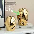 Gold Simple Ceramic Vase Home Flower Arrangement Ornaments