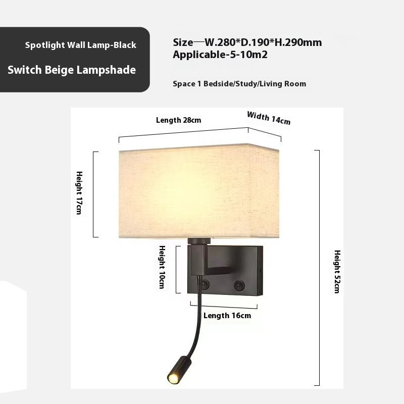 Hotel Study Chinese Creative Fabric Wall Lamp