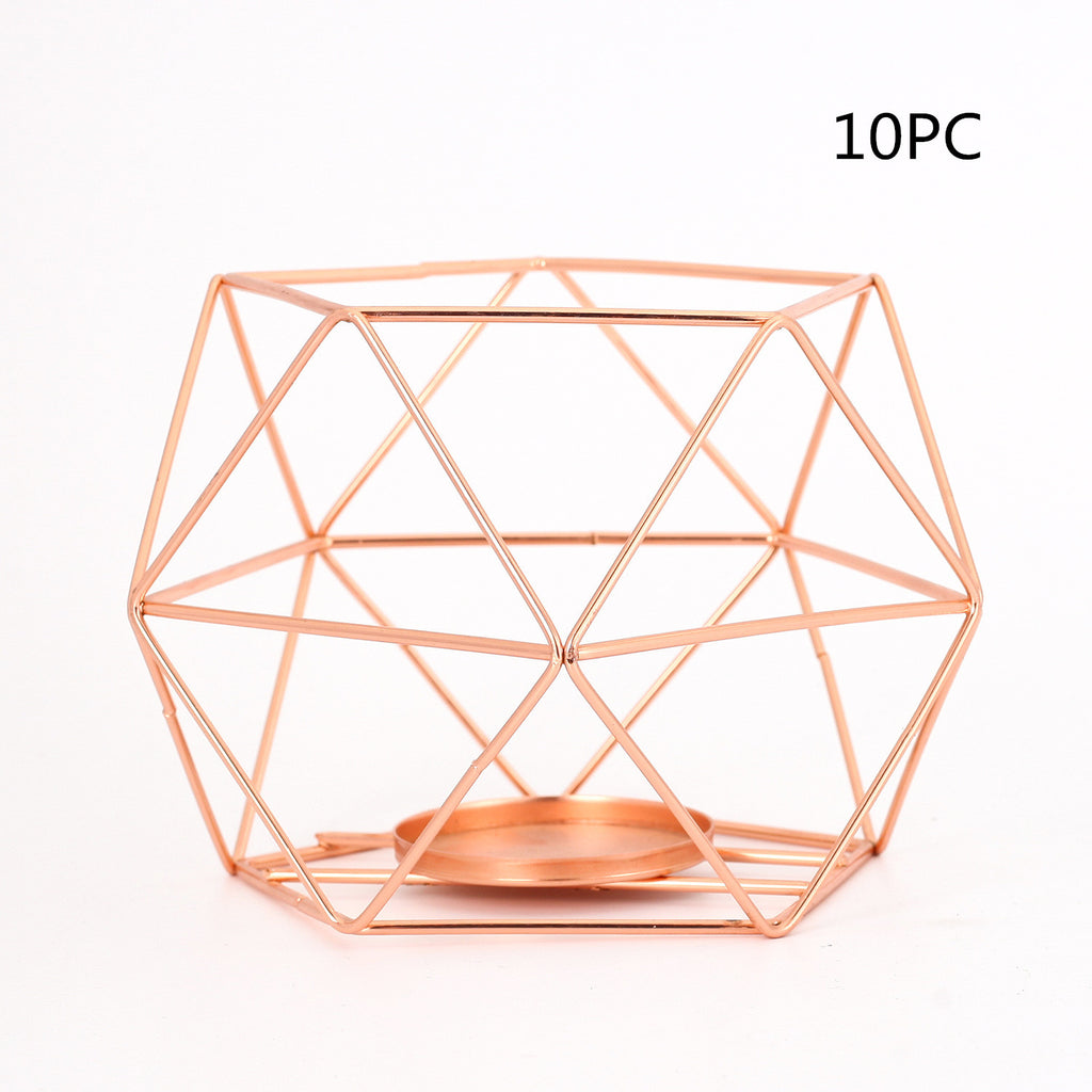 Pentagon Christmas Wrought Iron Geometric Electroplating Candle Holder