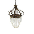 Retro Crystal Chandelier Wrought Iron Forged Crown Lamp