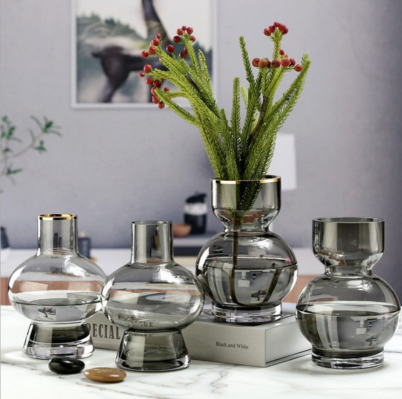 Simple And Creative Gold Edged Small Mouth Single Bundle Glass Vase