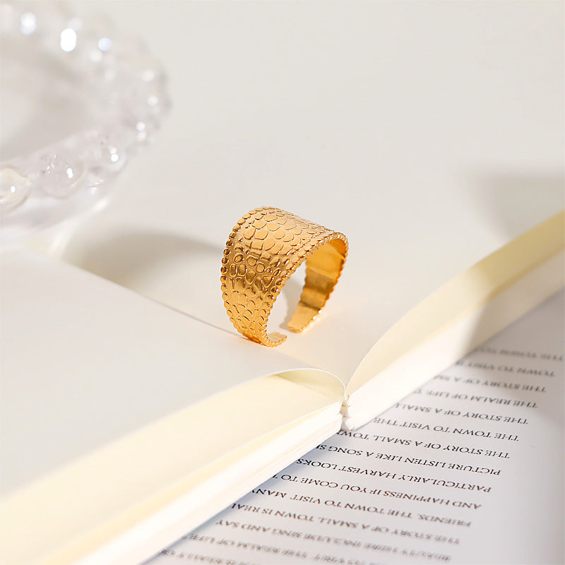 European And American 18K Gold Plating Pattern Pattern Adjustable Stainless Steel Ring