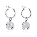 Funny Smile Face Hoop Earrings Pendant For Women Gold Alloy Geometric Carving Earring Jewelry