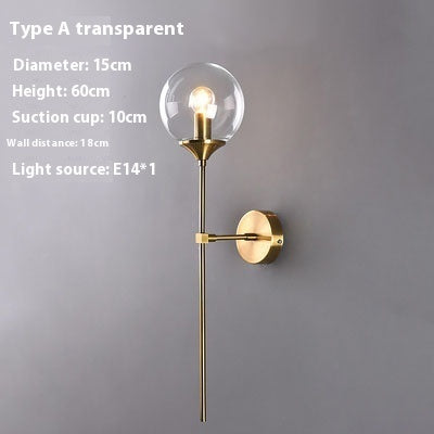 Simple Glass Wall Lamp Creative Bedroom Bedside Lamp