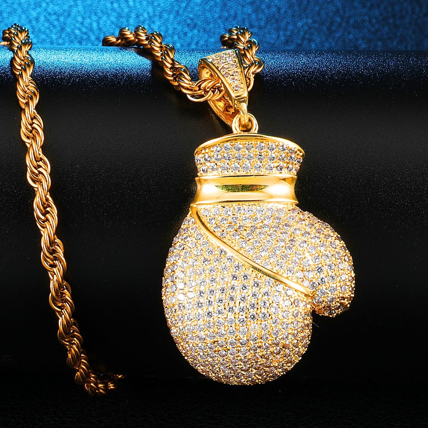 Zircon gold boxing gloves Pendant Necklace