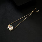 Dripping Zircon Elephant Charm Gold Bracelet Pull Adjustable