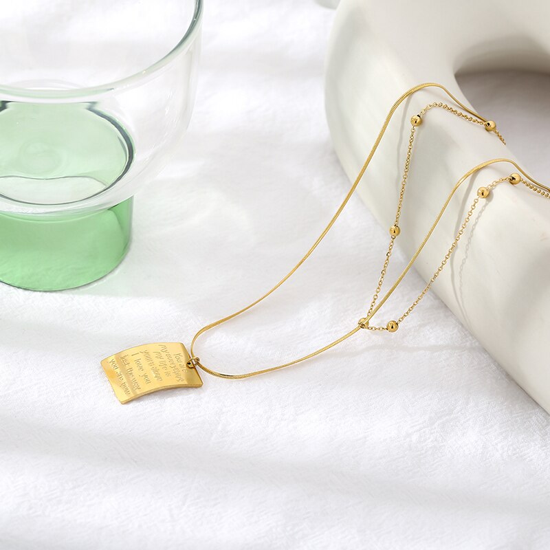 Gold Stainless Steel Pendant Necklace