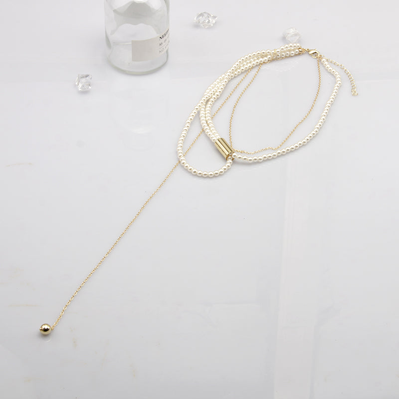 French Vintage Pearl Multi Layered Layered Necklace