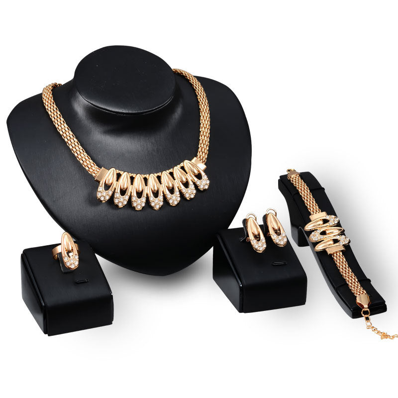 18K Gold Bridal Necklace and Earring Set