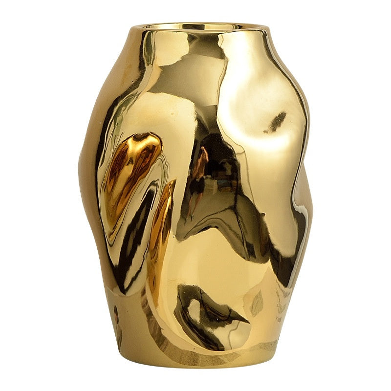 Gold Simple Ceramic Vase Home Flower Arrangement Ornaments