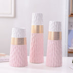 Nordic gold, white, black, pink and gray two-tone ceramic vase